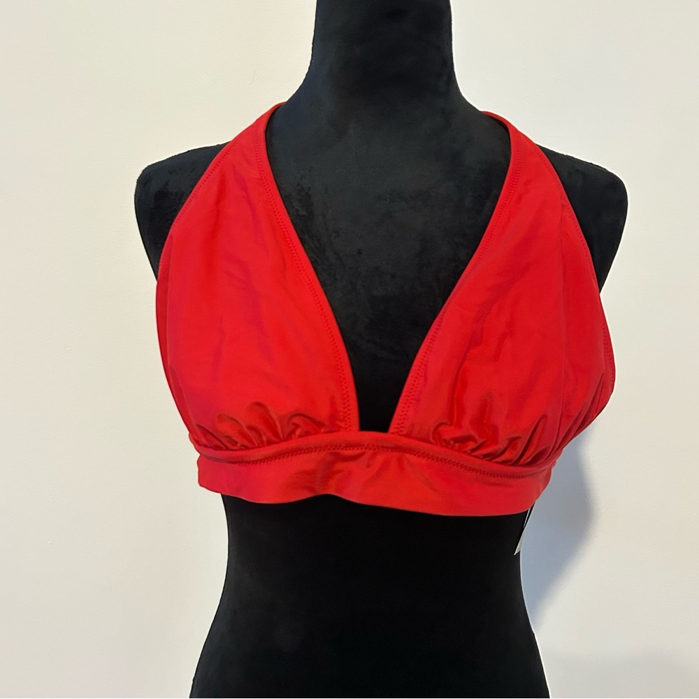 J. Crew NWT  Vibrant Red Halter Bikini Top Only Size Small